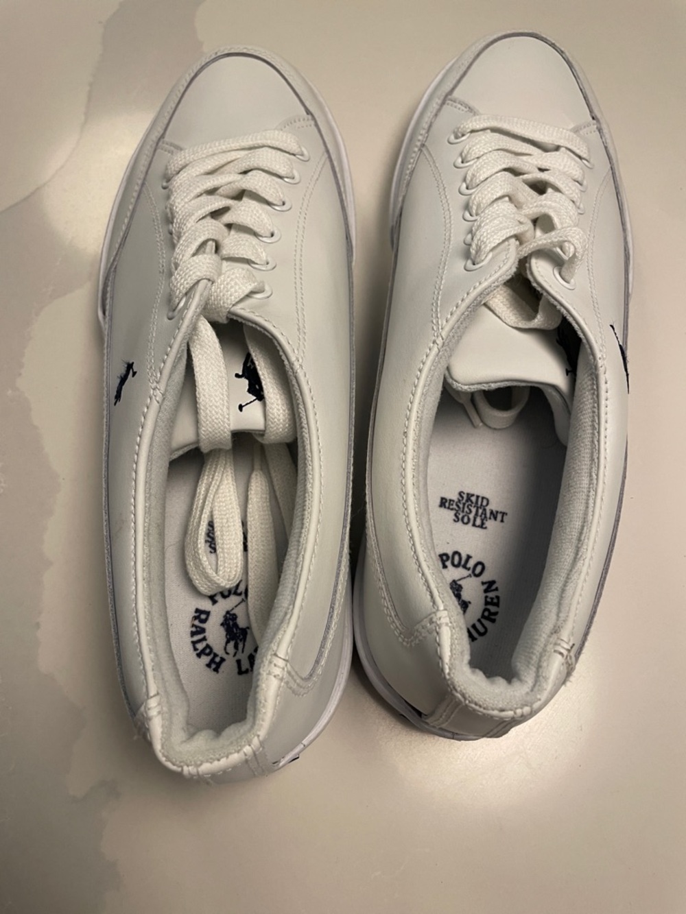 Men’s Polo by Ralph Lauren White Low-Top Sneakers leather 13D - Picture 4 of 7